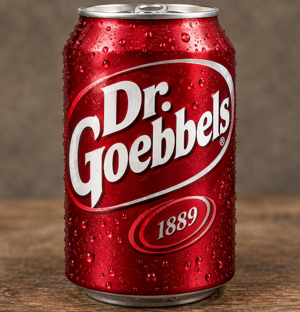 A can of coke with the lettering Dr. Goebbels instead of Dr. Pepper